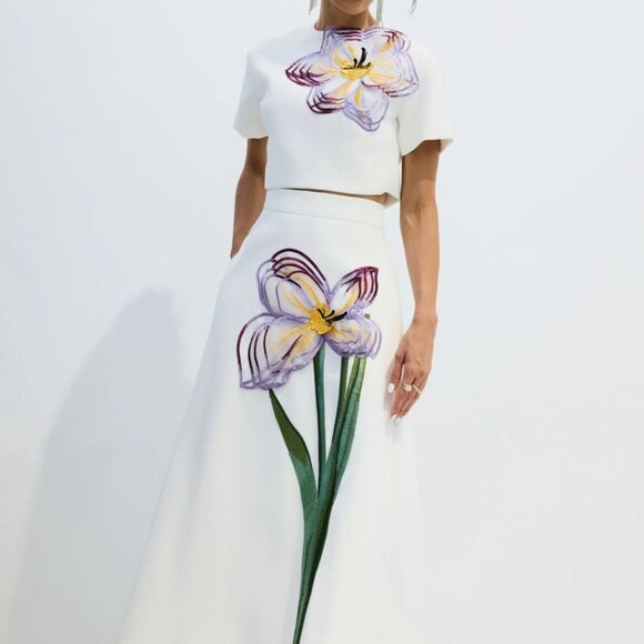 2 piece set top & skirt flower embroidery - Picture 1 of 8